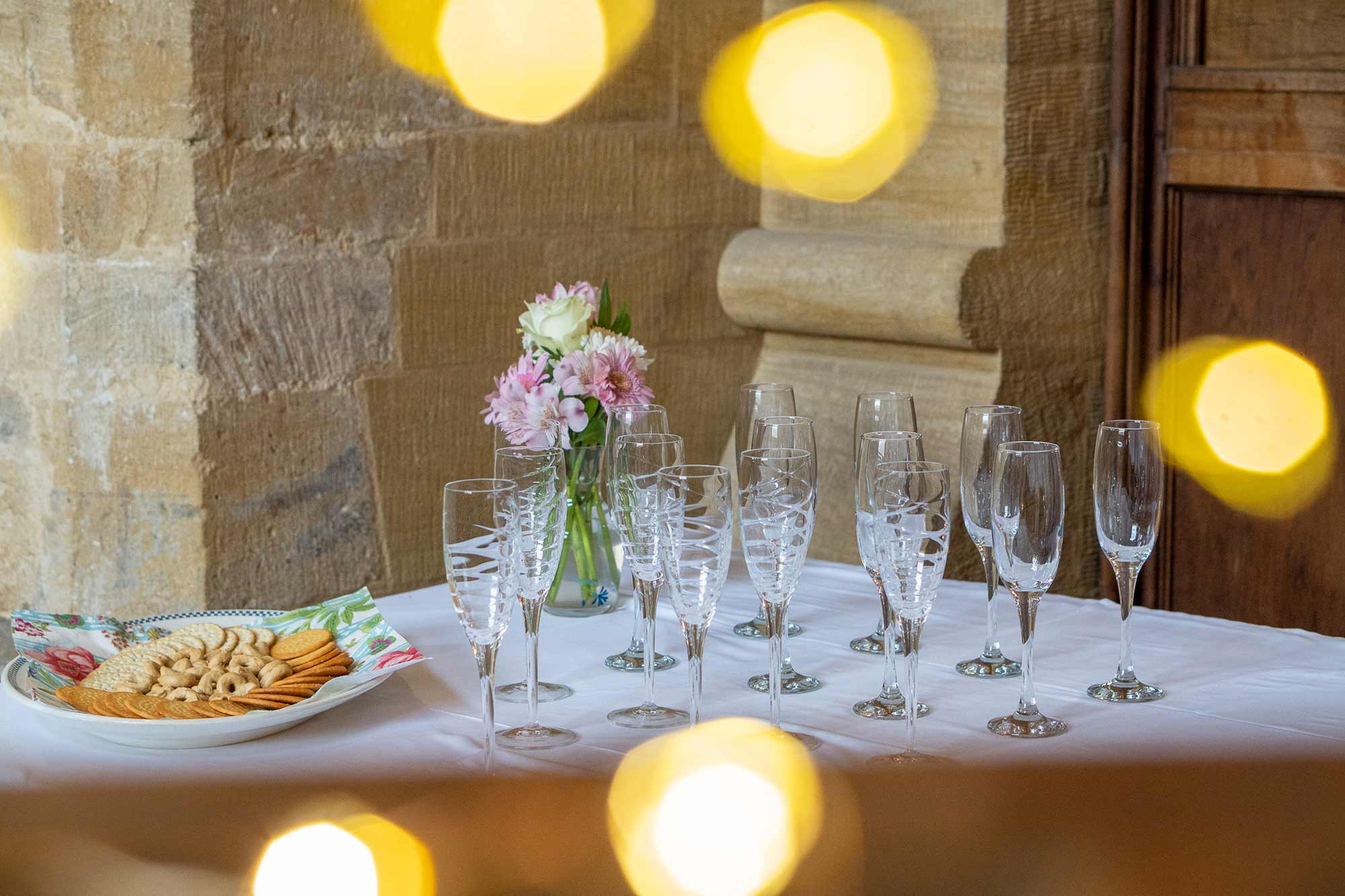 Patrons Party Champagne Flutes and lights